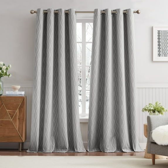 CHF Industries, Inc. River Diamond Curtain Panel Pair Grey - 95 Inches