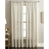 CHF Lynette Indoor, Polyester/Linen/Other Fiber, Light Filtering Single Panel Rod Pocket, Linen, 50"x63", Adult