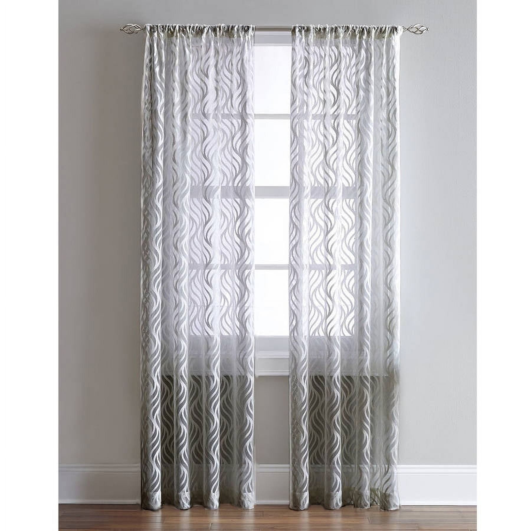Gray Sheer Polyester Rod Pocket Window Panel 95" x 50"