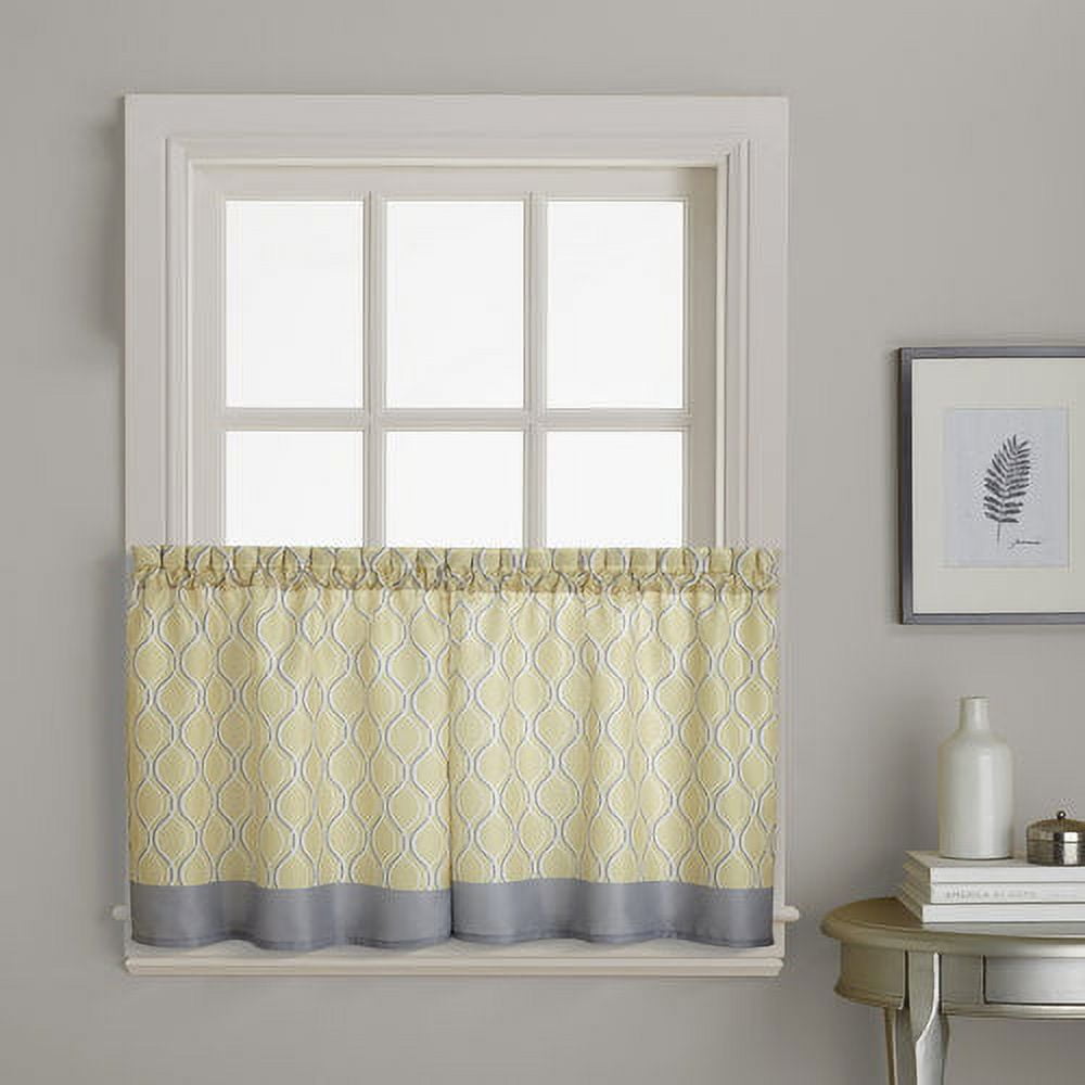 CHF Morocco Indoor Polyester Light Filtering Rod Pocket Curtain Tier Pair , Gold , 58"x36" , Set of 2, Adult
