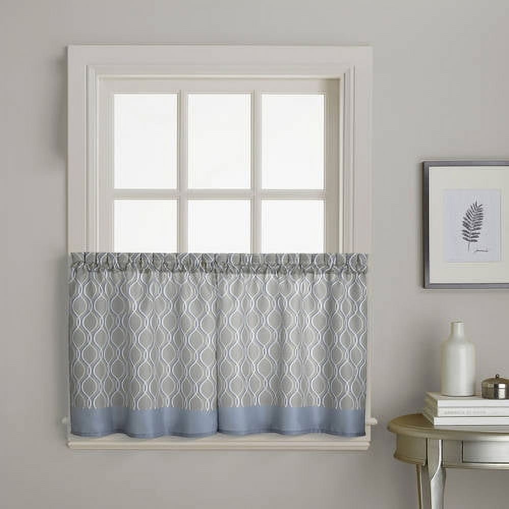 CHF Morocco Indoor Polyester Light Filtering Rod Pocket Curtain Tier Pair , Silver , 58"x24" , Set of 2, Adult