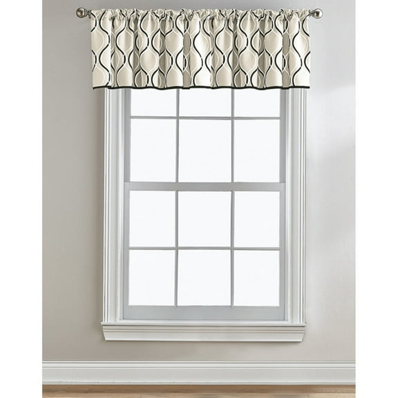CHF MoroccoTailored Valance Geometric, Poletop, Indoor, 50"W x 36"L, Black, Polyester, Adult