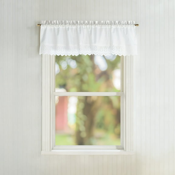 CHF Penny Eyelet Tailored Valance, White, Adult