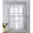 thumbnail image 1 of CHF Botanical Embroidery Tier Curtain Pair, Indoor Light Filtering, Rod Pocket, Polyester, Gray, 56"W x 36"L, Adult, 1 of 3