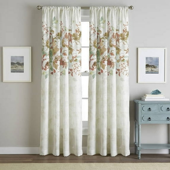 CHF Watecolor Floral Indoor , 100% Polyester , Light Filtering Single Panel Rod Pocket , Spice , 50"x84"