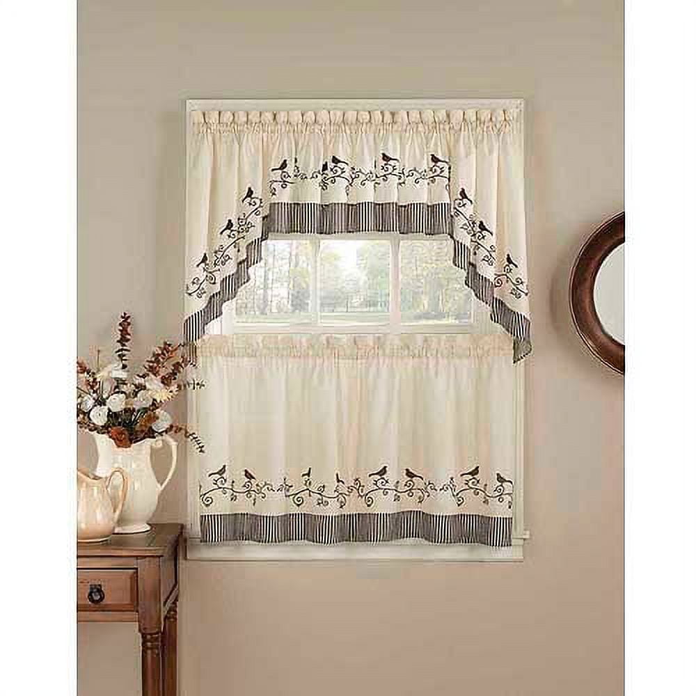 CHF & You Birds Tailored Valance Curtains, 1 Piece, Polyester, Brown, Adult