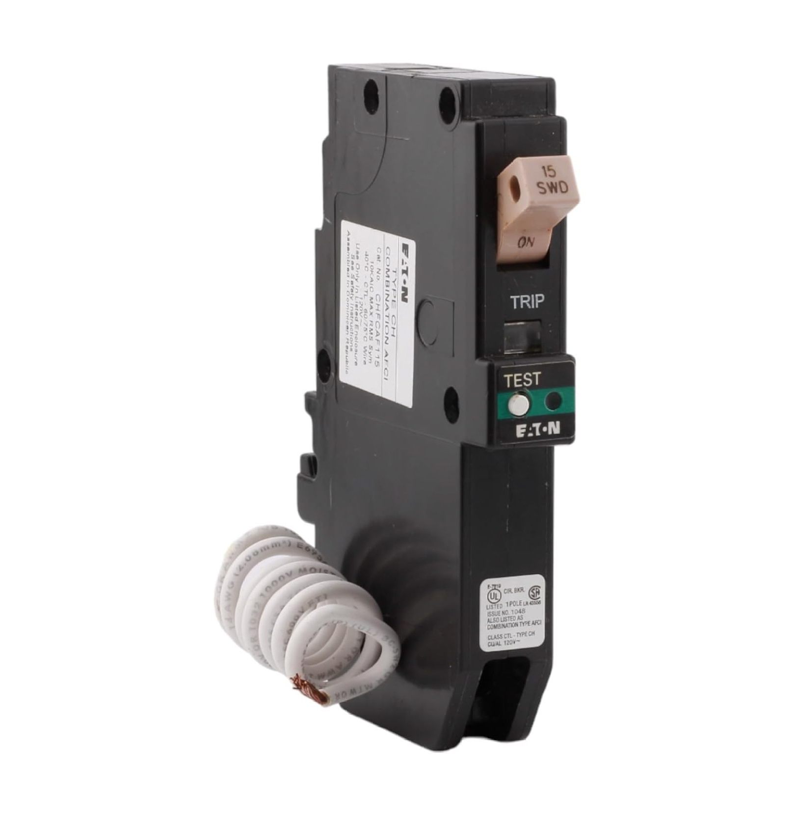 CHFCAF115 15 Amp Single Pole AFCI Arc Fault Circuit Breaker, Pigtail Neutral, 120/240V, 10kAIC