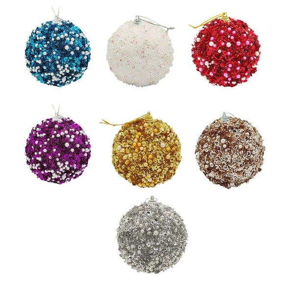 CHGBMOK 1 Pieces 3.14 Inches Christmas Ball Ornaments Shatterproof Glitter Sequin Foam Balls Christmas Decor Hanging Balls for Christmas Decoration, Purple