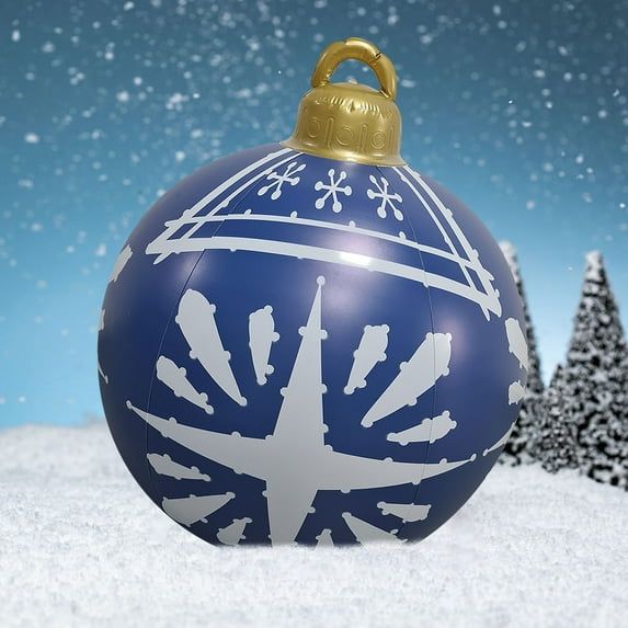 Qwtwty 23.6'' Christmas Inflatable Decorated Ball Ornaments Outdoor PVC Giant Blow up Ball Decorations for Holiday Yard Lawn Porch Decor (Navy)