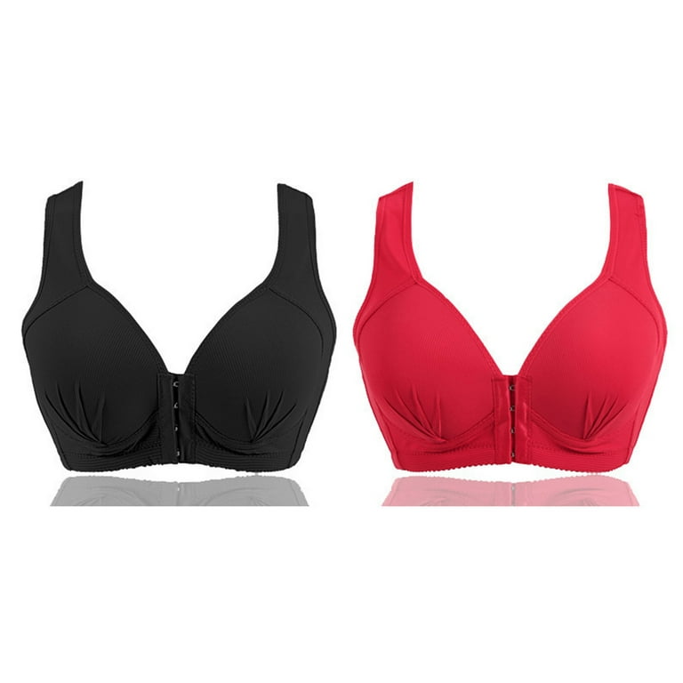 CHGBMOK Bras for Women Comfort Front Close Bra Wirefree Underwear Plus Size  Bra on Clearance