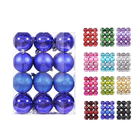 CHGBMOK Blue 1.18" Small Christmas Balls Christmas Tree Decor Ornaments Shatterproof Hanging Balls for Birthday Valentine Easter Wedding Decorations Set Of 24pcs