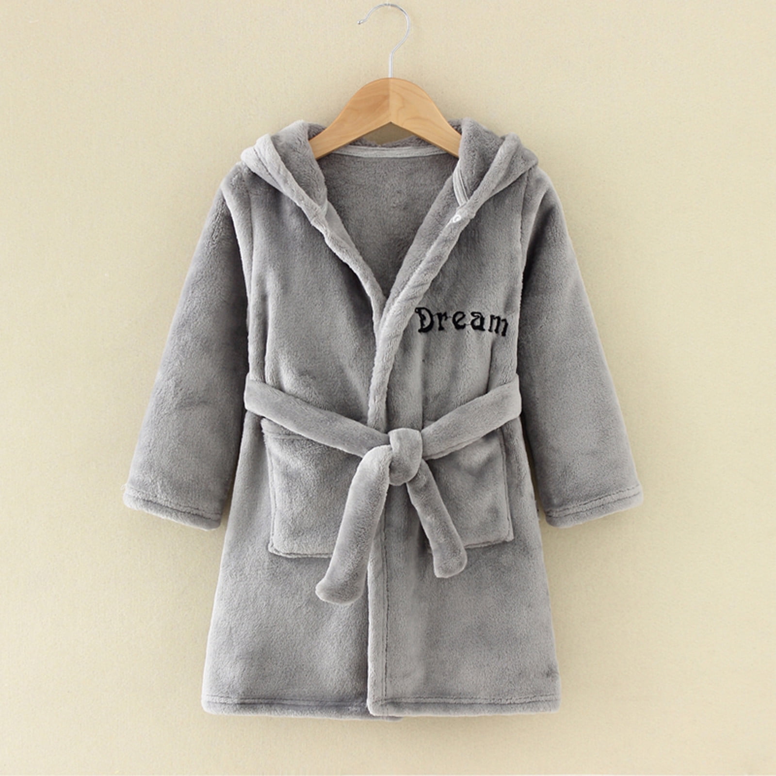 CHGBMOK Boys Girls Robes Kids Hooded Sleepwear Soft Fleece Bathrobes