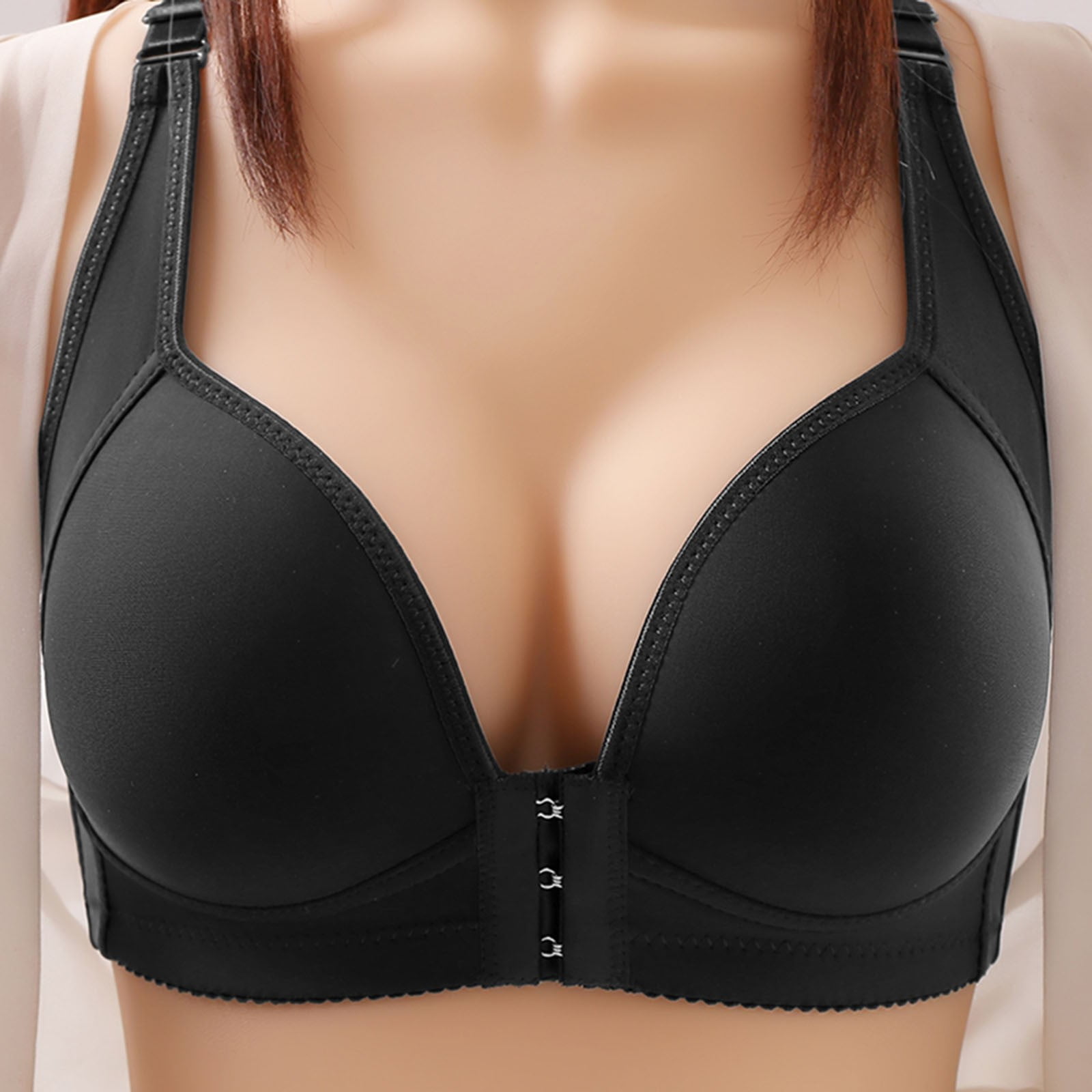 CHGBMOK Bras for Women Printing Thin Front Buckle Adjustment Chest Shape  Bra Underwear No Rims
