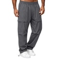 thumbnail image 1 of CHGBMOK Cargo Pants for Men Elastic Drawstring Waist Big & Tall Pants Adjustable Cuff Hem Functional Trousers with Multi Pocket, 1 of 8