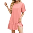 thumbnail image 1 of CHGBMOK Casual Dresses for Women Fashion Casual Short Sleeve Round-Neck Ladies Dress Dresses,Sizes S-2XL, 1 of 7