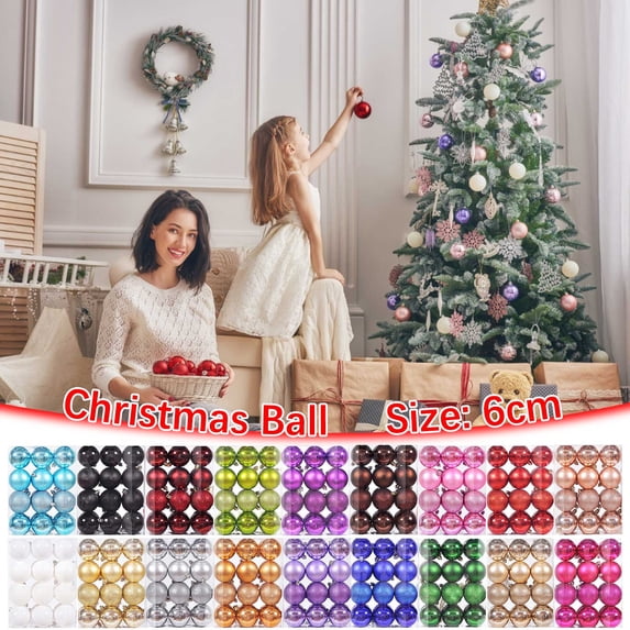 CHGBMOK Christmas Ball Ornaments 24Pcs Festive Tree Balls for Xmas Holiday Wedding Party Decorations Christmas Decor Hanging Ball (2.36inch,White)