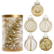 CHGBMOK Christmas Ball Ornaments 25PCS for Xmas Tree Decor 2.36" Shatterproof Christmas Tree Decorations White Gold