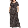 thumbnail image 1 of CHGBMOK Plus Size Fashion Women Butterfly Printed V-Neck Short Sleeve Casual Long Dress, 1 of 6