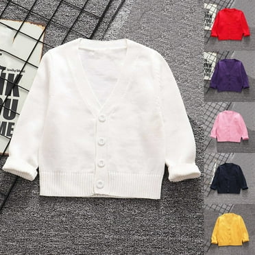 CHGBMOK Under $10 Clearance 12M-8T Coat Jackets Children's Fashion Casual Solid Color Loose Button Long Sleeved V-neck Top/shirt Kids Baby Boys Girls