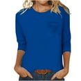 thumbnail image 1 of CHGBMOK Crew Neck T Shirts for Women 3/4 Sleeve Blouses Solid Color Casual Dressy Tees Loose Basic Tops, 1 of 4