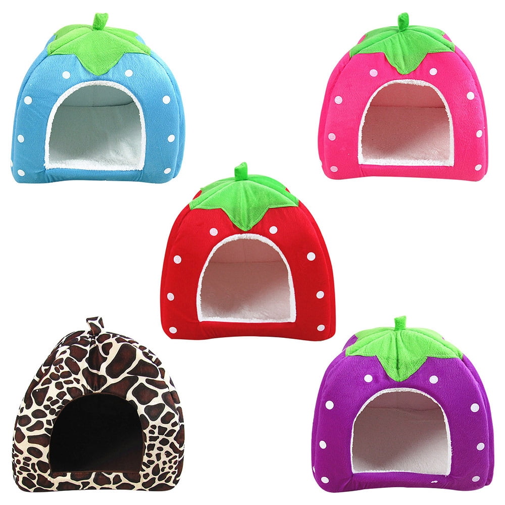 CHGBMOK Cute Strawberry Cat House Indoors Winter Warm Pet Dog Bed