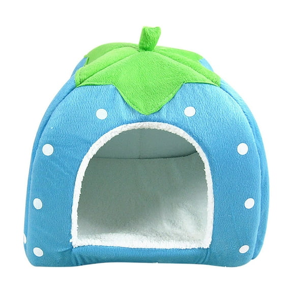 CHGBMOK Cute Strawberry Cat House Indoors Winter Warm Pet Dog Bed Foldable Fleece Warm Yurt