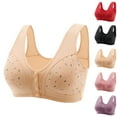 thumbnail image 1 of CHGBMOK Daisy Bras for Older Women,Convenient Snap Front Close Button Cotton Bras,Full Support Wide Back No Underwire Bras, 1 of 6