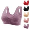 thumbnail image 1 of CHGBMOK Daisy Bras for Older Women,Convenient Snap Front Close Button Cotton Bras,Full Support Wide Back No Underwire Bras, 1 of 6