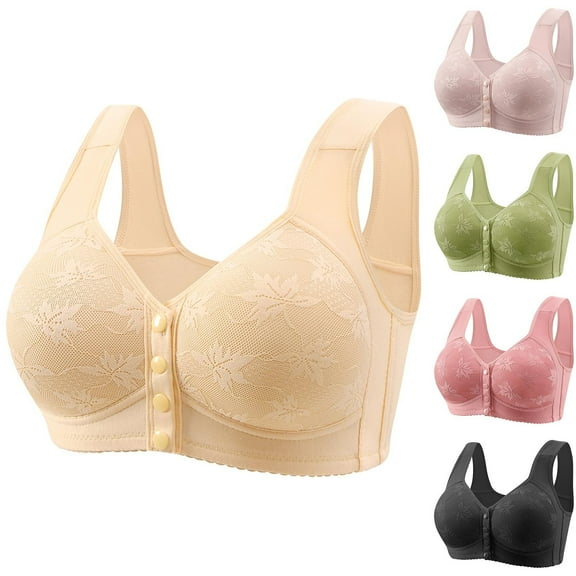 CHGBMOK Daisy Bras for Women Front Closure Bras Push Up Bra No Underwire Plus Size Front Button Bra