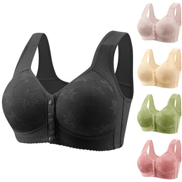CHGBMOK Daisy Bras for Older Women Front Closure Bras Push Up Bra No Underwire Plus Size Front Button Bra
