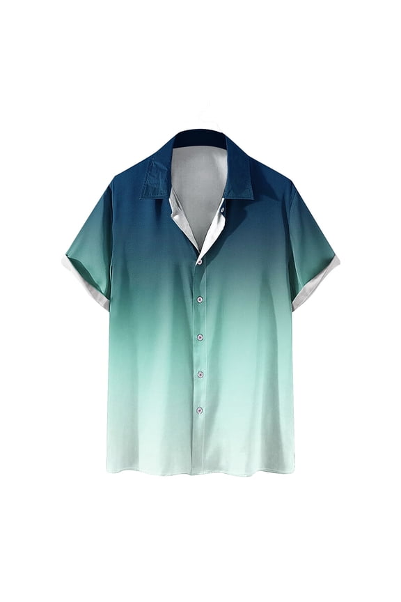 CHGBMOK Dress Shirts for Men Casual Buttons Print Turndown Short Sleeve Shirt Blouse M-3XL