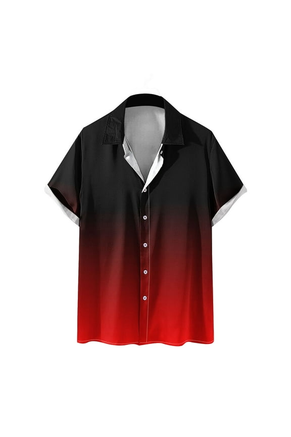 CHGBMOK Dress Shirts for Men Casual Buttons Print Turndown Short Sleeve Shirt Blouse M-3XL