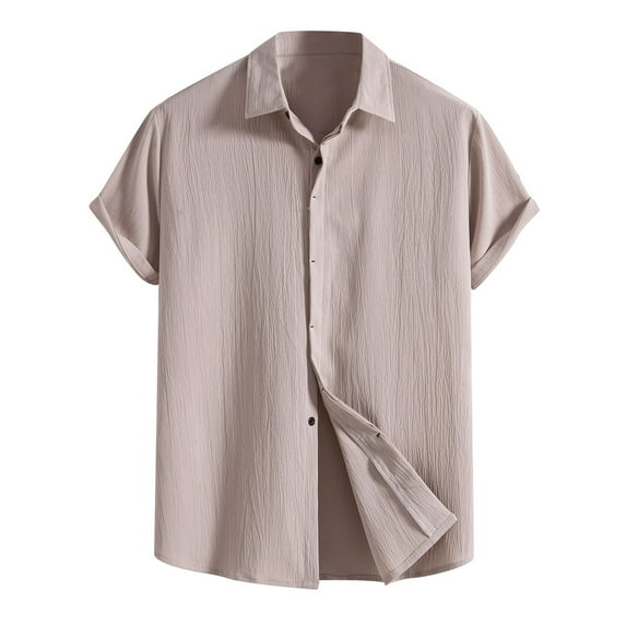 CHGBMOK Dress Shirts for Men Casual Short Sleeve Button Down Shirts Untucked Dress Shirts Wrinkle Free Summer Wedding Shirts Solid M-3XL