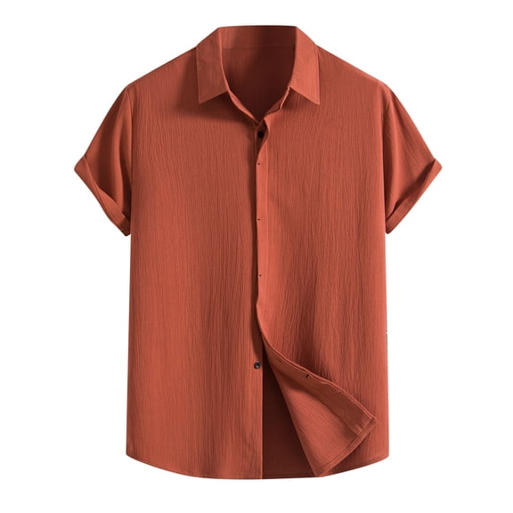 CHGBMOK Dress Shirts for Men Casual Short Sleeve Button Down Shirts Untucked Dress Shirts Wrinkle Free Summer Wedding Shirts Solid M-3XL
