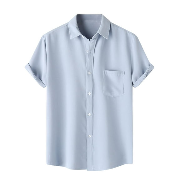 CHGBMOK Dress Shirts for Men Linen Shirts Short Sleeve Button Down Casual Shirt Business Dress Clothing Beach Fashion Summer Tops M-3XL