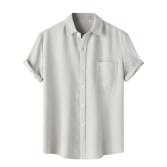 CHGBMOK Dress Shirts for Men Linen Shirts Short Sleeve Button Down Casual Shirt Business Dress Clothing Beach Fashion Summer Tops M-3XL