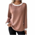 thumbnail image 1 of CHGBMOK Fall Tops for Women Crew Neck Long Sleeve Shirts Knit Ribbed Tunic Tops Loose Fit Casual Going Out Pullover Tops, 1 of 6