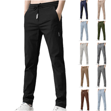Clearance Men's Summer Long Pants with Pockets | CHGBMOK Slim Tapered Lightweight Joggers, Breathable Anti-chafing Quick-Dry Casual Trousers, Elastic Waistband & Multi-Pockets for Outdoor/Hiking