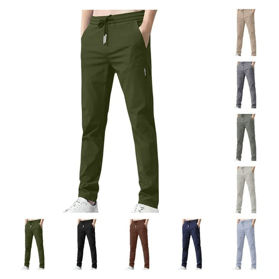 CHGBMOK Men Pants Summer Casual Pants Sweatpants Drawstring Elastic Waist Joggers Sports Pants Quick Dry Trousers Mens Long Pants