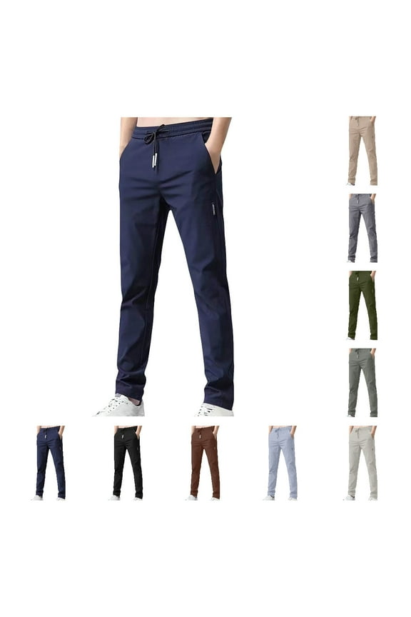 Men Pants Summer Casual Pants Sweatpants Drawstring Elastic Waist Joggers Sports Pants Quick Dry Trousers Mens Long Pants