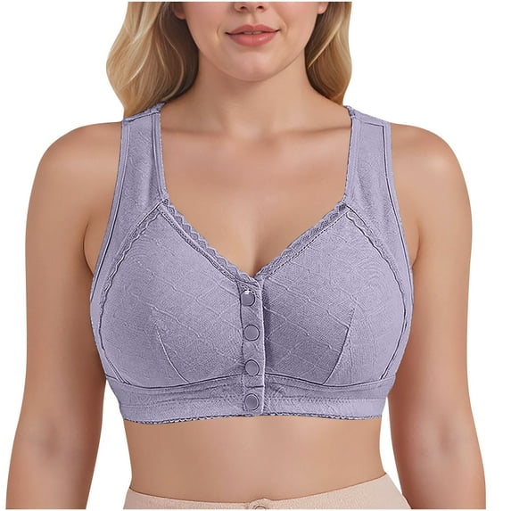 CHGBMOK Front Button Bras for Women Seamless Wireless Push Up Supportive Bras Comfortable Full Coverage Bras