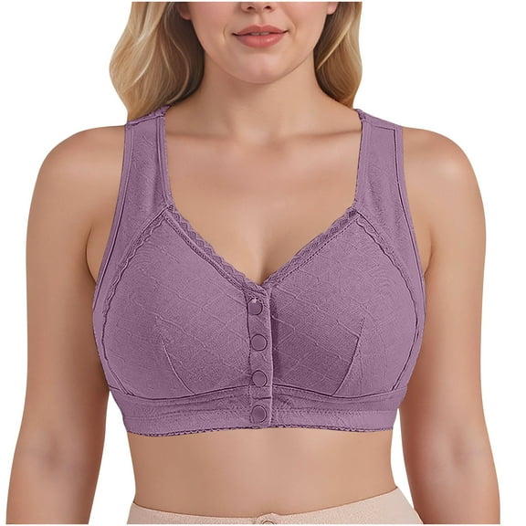 CHGBMOK Front Button Bras for Women Seamless Wireless Push Up Supportive Bras Comfortable Full Coverage Bras