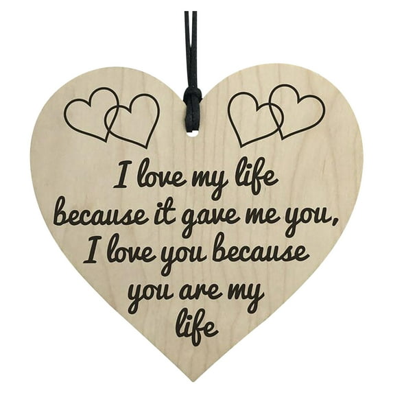 CHGBMOK Handmade Wooden Commemorative Love Wooden Sign Pendant on Clearance