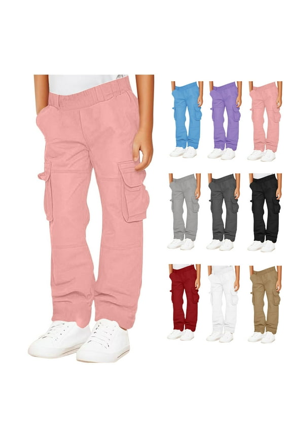 CHGBMOK Kids' Cargo Pants Casual Outdoor Quick Dry Waterproof Hiking Climbing Convertible Trousers 5-15Y