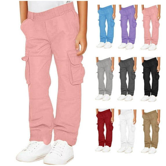 CHGBMOK Kids' Cargo Pants Casual Outdoor Quick Dry Waterproof Hiking Climbing Convertible Trousers 5-15Y