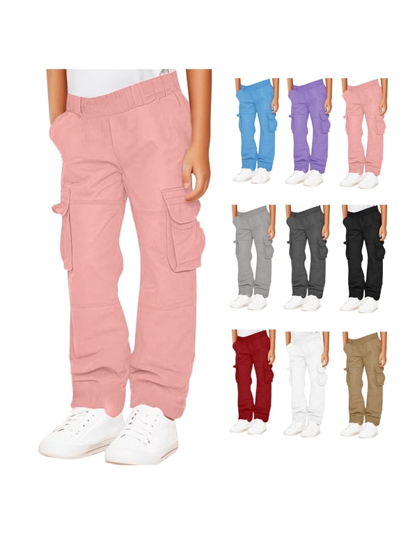 CHGBMOK Kids' Cargo Pants Casual Outdoor Quick Dry Waterproof Hiking Climbing Convertible Trousers 5-15Y