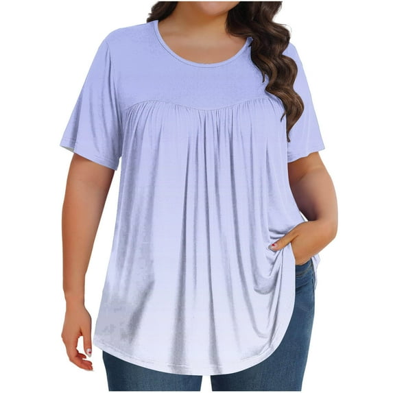 CHGBMOK Ladies Tops and Blouses Oversized T Shirts Loose Fit Crewneck Short Sleeve Tops Summer Casual Blouse 2025 Basic Tee Beach 3XL