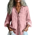 thumbnail image 1 of CHGBMOK Linen Tops for Women Casual Button Up V Neck Long Sleeve Gauze Shirt Loose Lightweight Blouses, 1 of 7