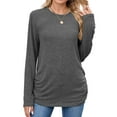 thumbnail image 1 of CHGBMOK Long Sleeve Shirts for Women Crew Neck Loose Tunic Tops Solid Dressy Casual Basic Pullover, 1 of 9