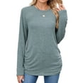 thumbnail image 1 of CHGBMOK Long Sleeve Shirts for Women Crew Neck Loose Tunic Tops Solid Dressy Casual Basic Pullover, 1 of 9